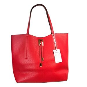 Fabriano Italia Women Genuine Leather Tote Bag Color:Red 1 Bag small inside NWT